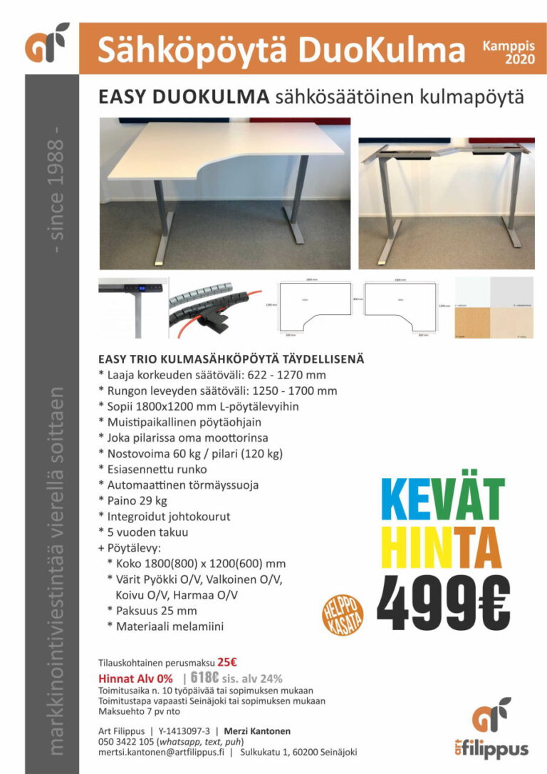 Sähköpöytä kulma Duo tarjous